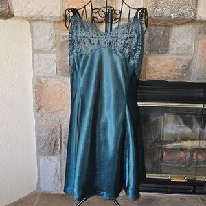 Victoria's Secret Dark Green Lace Slip Dress